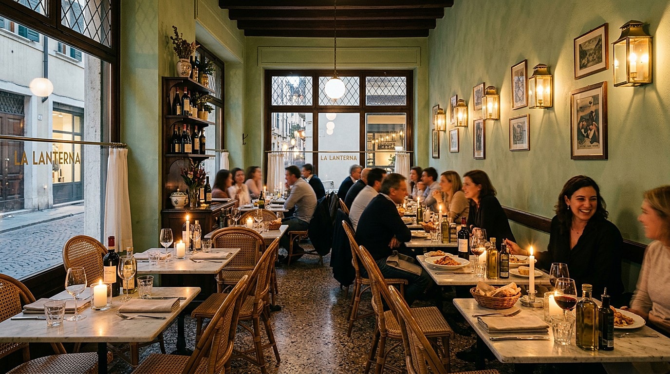 La salle de Giorgio à la lumière des bougies